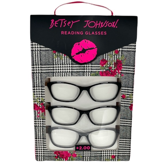 Betsey Johnson Reading Glasses, Black, Gray, Strength +2.00 - Picture 4 of 4